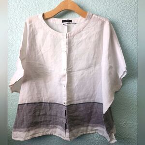 Tahari linen boxi tunic blouse minimalist contemporary lagenlook